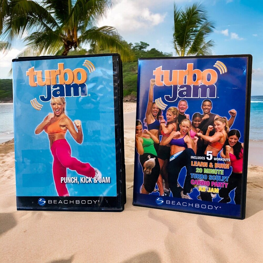 BeachBody 2 DVD Workouts Turbo Jam Punch Kick + Sculpt Cardio AB Learn & Burn